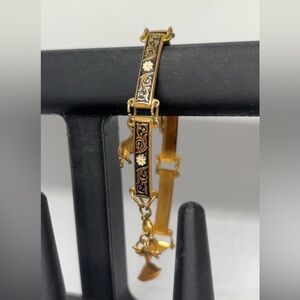 Damascene Black and Gold Bracelet Vintage